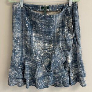 Lauren Ralph Lauren Jeans Co. Linen Blend Faux Wrap Ruffle Skirt Women’s Size 10